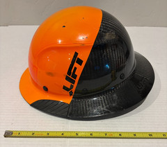 LIFT Safety Dax Fifty 50 Carbon Fiber Full Brim Hard Hat Orange Black Used LOOK