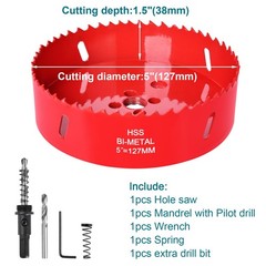 5 Inch / 127mm Hole Saw for Wood, Plastic Board, Ceiling,Drywall, and Red