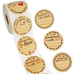 500Pcs Homemade with Love Stickers with Lines Jar Canning Labels for Baked Pa…
