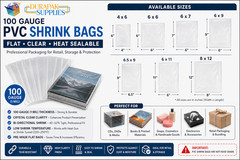 500 to 3000 pcs 4×6″, 6×6″, 6×7″ up to 8×12″ PVC Heat Shrink Wrap Film Flat Bags