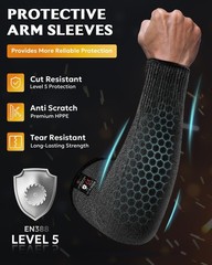 EvridWear Black Arm Protective Sleeves Cut Resistant Sleeves Arm Guards, 1 Pair