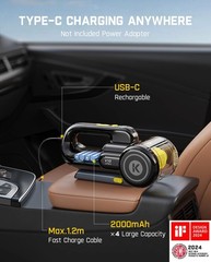 Fanttik Fold V10 APEX Pivot Cordless Car Vacuum, 17000Pa Handheld Black