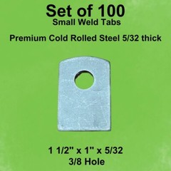 Steel Weld Tabs -100 Pack of Small Weld Tabs, 1 1/2″ x 1″ x 5/32″, 3/8″ Hole