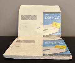 Lot of 4- Office Depot Double-Window Self-Seal Envelopes For 1099-MISC 25PK each