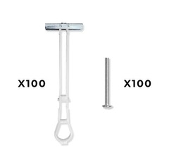 100-Pack 1/4″-20 Quick Toggle Anchors + Bolts for Drywall, Stud & Concrete Block