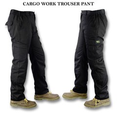 Mens Cargo Combat Work Trousers Heavy Duty Machine Washable Size 30 to 48 Black