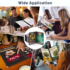 WeChef 30pcs Menu Cover 8.5×14 2 Page 4 View Double Fold Black Restaurant Cafe