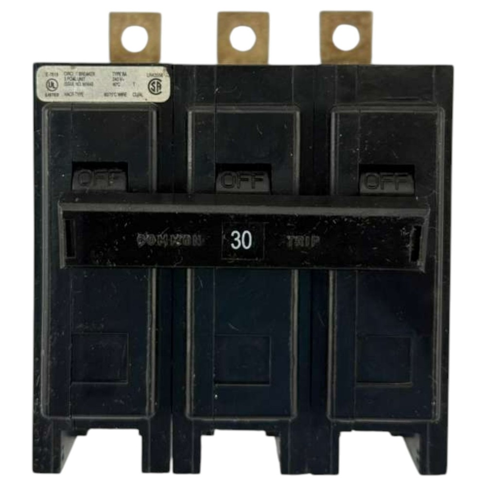 USED Eaton BAB3030H 30A 3 Pole 240V Circuit Breaker Thermal-Magnetic Bolt-On
