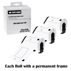 3Rolls 4″x6″ Large White Paper Shipping Labels DK-1241 for Brother QL-1050