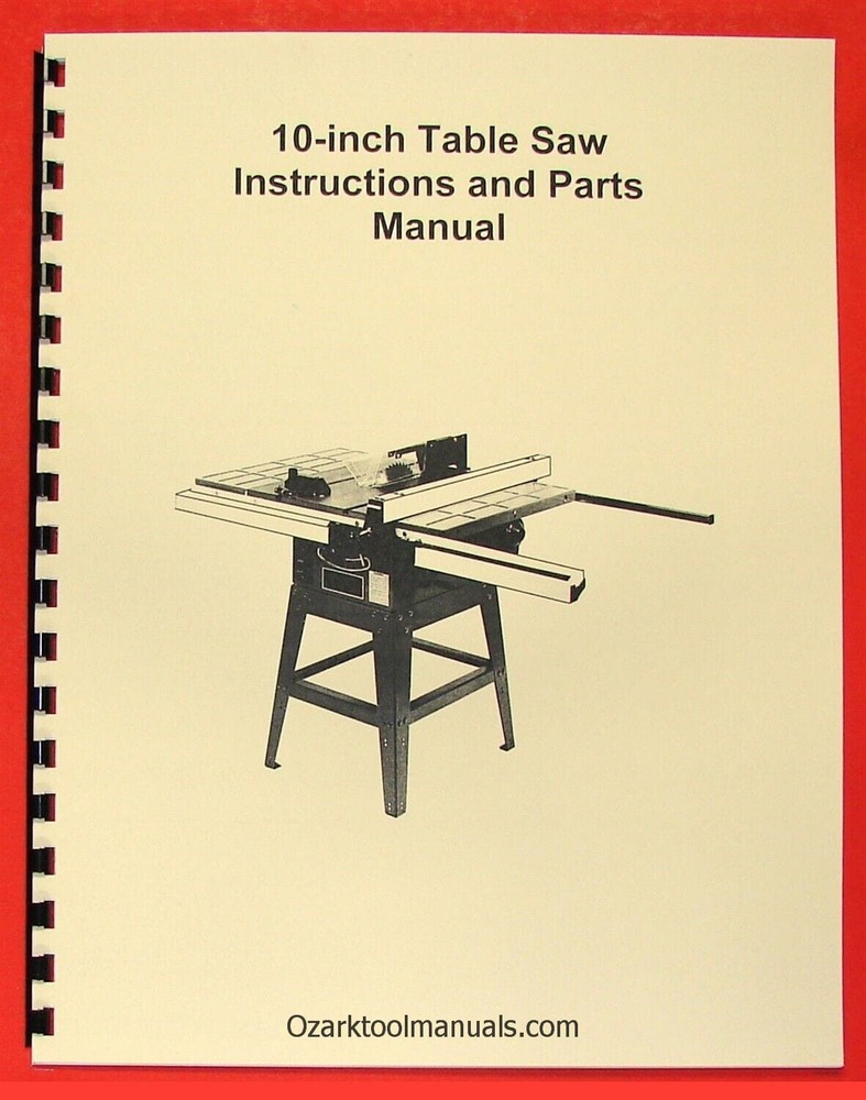 JET JTS-10JF 10″ Contractor Table Saw Owners Operator’s & Parts Manual 0382