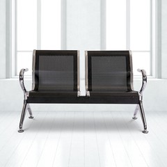 2-Seat Airport Waiting Chair Clinic Bench Office Reception Room Salon Black
