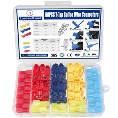 60 Pcs/30 Pairs Quick Splice Wire Terminals T-Tap Red, Blue, Yellow
