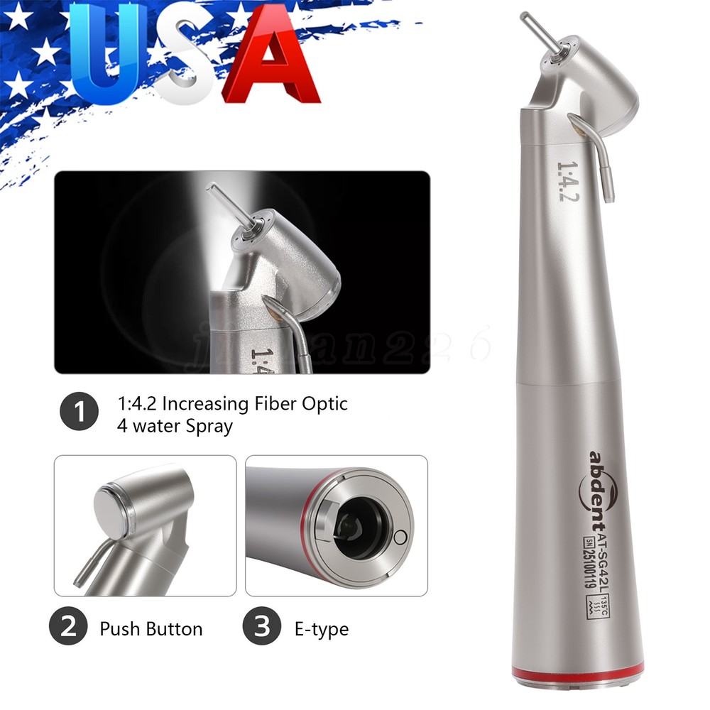 Dental Optic Fiber LED 1:4.2 Increasing Handpiece 45°Angle Head External Channel