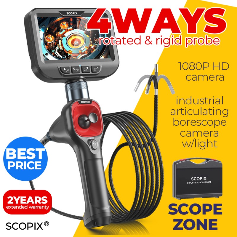 SCOPIX 2-Way Borescope 6.2mm Slim Probe Inspection Camera Endoscope+ with Light