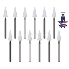 Dental White Stone Flame Mounted Polishing Burs- FG 12/pks Abrasion Point Bur