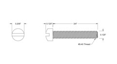5-40 X 3/4 Slotted Fillister Narrow head screw STAINLESS .205 #5 5/40 (50/pack)