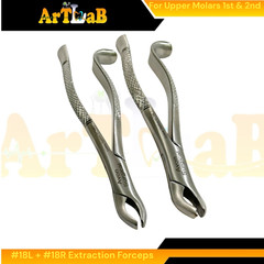 2PK – Upper Molar 1st & 2nd Extraction Forceps, Left & Right #18L + #18R