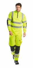 Portwest B308 Xenon Hi-Vis Polycotton Rugby Shirt with Relfective Tape ANSI