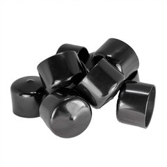 Vinyl Black Flexible Tubing End Screw Thread Protector Safety Cover Post Pipe