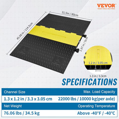 Heavy Duty 5-Channel Cable Protector Ramp – 22,000 lbs Capacity, ADA Compliant