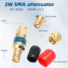 2 Watt 15dB SMA Type Fixed Damper – 2W RF Fixed Attenuator SMA Plug 6Ghz