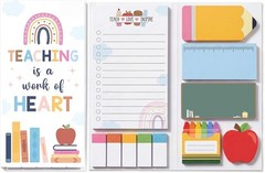 Rainbow Boho Teacher Sticky Notes Set – 440 Count of Inspirational Memo Pads