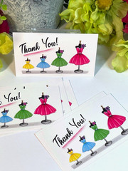 Thank You Business Cards, Ladies’ Fashion Dress Forms, Pink Dress, 100 pcs