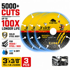 3 Pack 3 inch Diamond Cut Off Wheel 3/8 Arbor Metal Disc Die Grinder Rebar Steel
