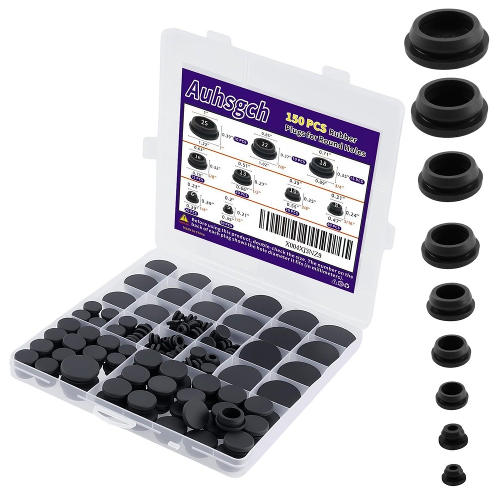 150PCS Flexible Rubber Plugs for Round Holes, 9 Sizes Rubber Plugs for Holes …