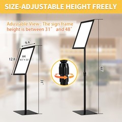 Adjustable Floor Sign Stand Heavy Duty Pedestal Holder , with Aluminum Snap O…