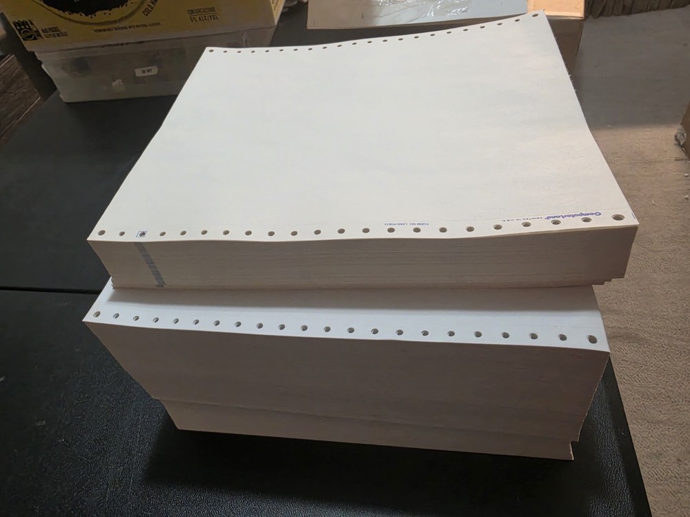 Dot Matrix Tractor Feed Computer Paper — Approx 17lbs 9.5 X11