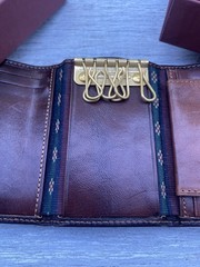 “Nikolai” by Piquadro-NOS brown leather keychain wallet , made in Italy#BIC