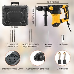 Rotary Hammer Drill Corded Drills 1-1/4″ 4 Modes SDS-Plus Chipping Hammers