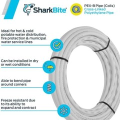 Sharkbite 3/4In X 100′ White Polyethylene Pex Coil Tubing