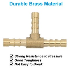 20 Pcs 1/4″ Brass Tee Barb Hose Fitting 3 Way Adapter Union Barbed Split Golden