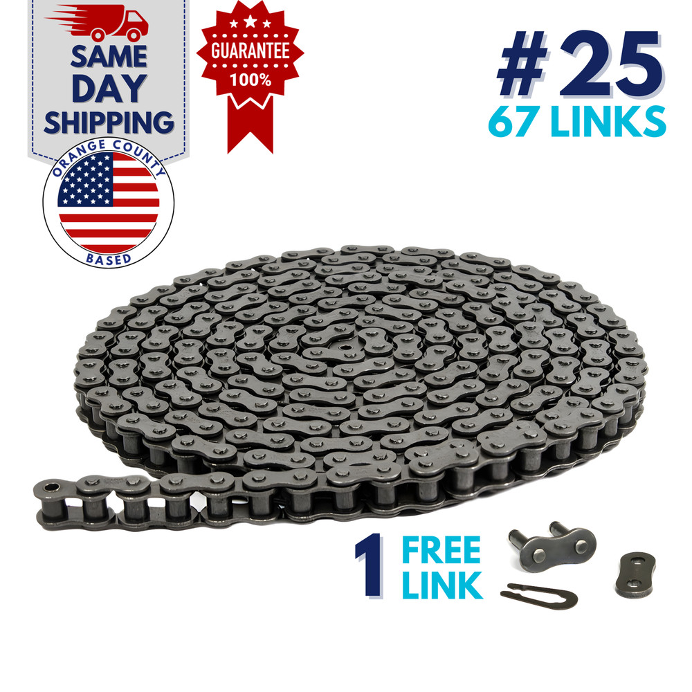 Jeremywell #25 Roller Chain (67 Links) with 1 Connecting Link for Go Karts
