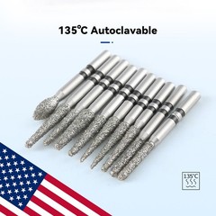 Dental Diamond Zirconia Cutting Burs Kit Friction Grip 1.6mm 10Pcs/Pack