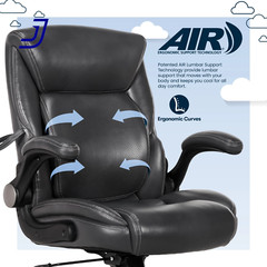 Lumbar Bonded Leather Manager Office Chair Gray Faux Leather FREE SHIP