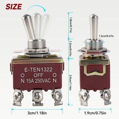 5x Heavy Duty Switch Toggle 15A ON/OFF/ON 250V 20A 125V Metal Bakelite 6Pin DPDT