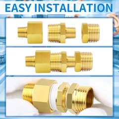 Brass Pipe Fitting, Reducer Hex Nipple 1/2″ NPT Male x 1/4″ NPT Male Thread A…