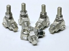 Five NSI HTGE-2/0TN Basket Ground Clamp, 8 SOL to 2/0 STR, Hex, Tin Plated 2-Way