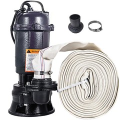 2HP Submersible Sump Pump 1500W Cast Iron Sewage Pump 6498GPH w/66ft HOSE 220V
