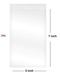 Clear Reclosable Plastic 2-Mil Ziplock Bags Poly Jewelry Zipper Baggies (5″x7″)