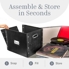 Vinyl Record Storage Box – 12″ – 1 Pack- Crate Holds up – 1 Pack, Black