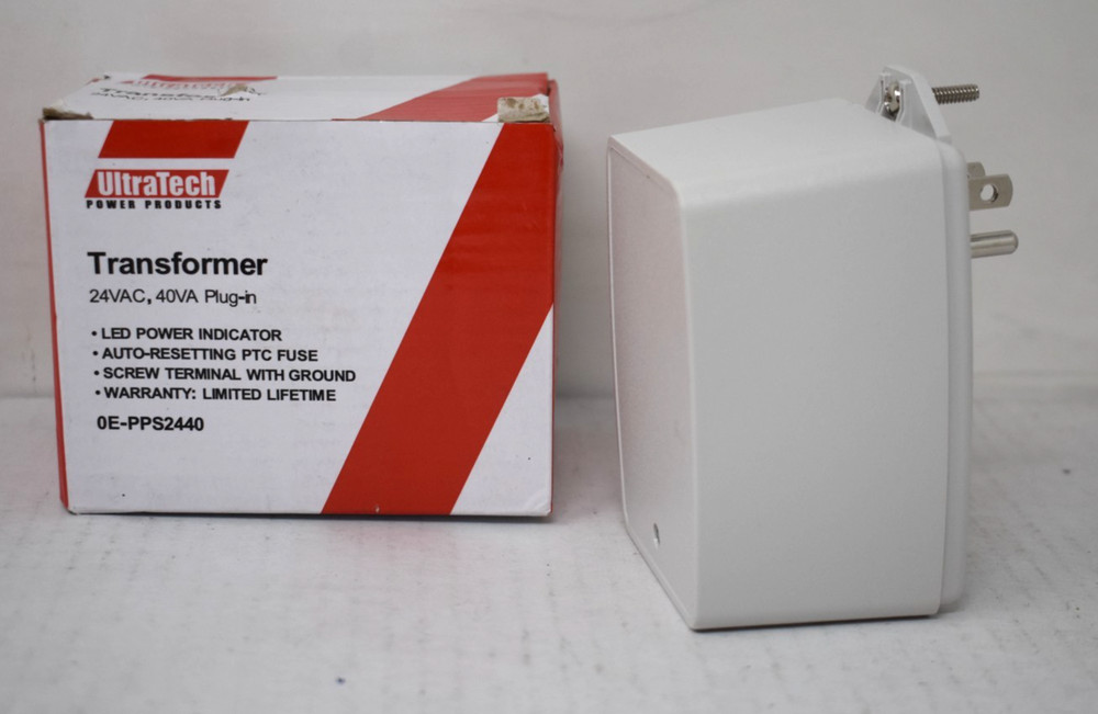 UltraTech Plug-In Transformer 0E-PPS2440 24VAC 40 VA LED Power Indicator