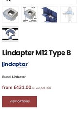 Lindapter M12 Type B Girder Clamps Structural Steel Beam Connectors 200 Qty