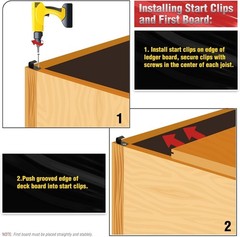Start Clips – Universal Hidden Fasteners for Composite Decking (36 Pack, Black)