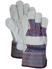 Duramaster TB725E Gunn-Cut Leather Palm Glove with Safety Cuff, 12 Pairs, Blue &