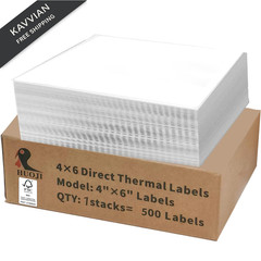 4×6 Thermal Labels 500/Stack, HUOJI Shipping 1 Stack | 500 Labels, White