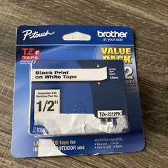 Brother TZE2312PK 12mm Black on White Tape – 2 Pack